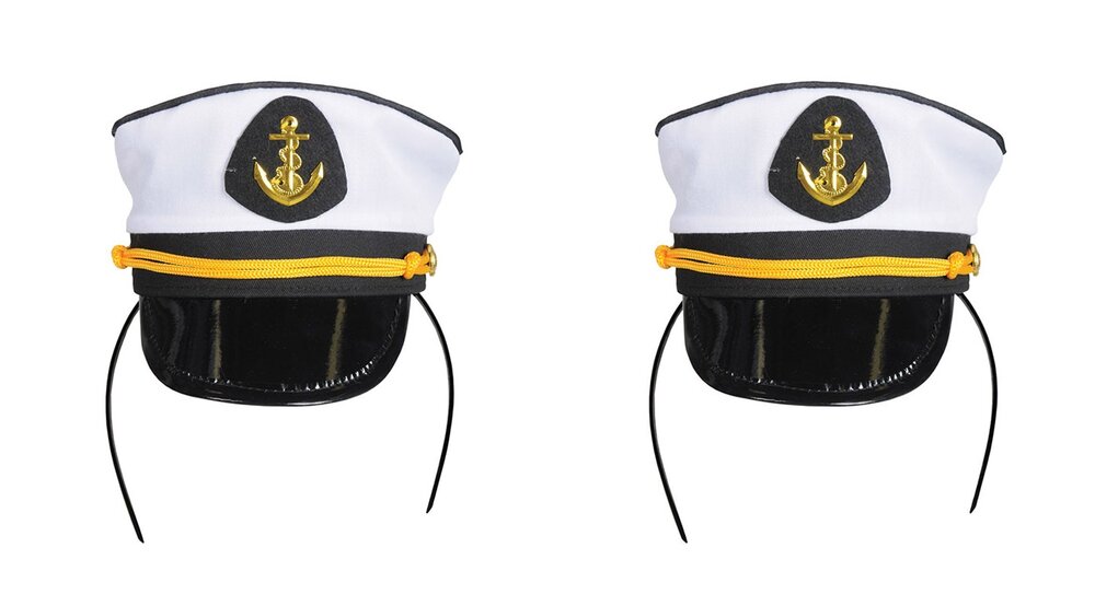 1120 60017, 2 Piece Yacht Captain's Cap Headbands, One Size Fits Most